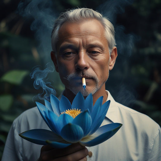 kouření modrého lotusu (blue lotus) joint, preroll